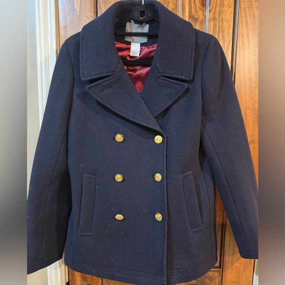 J. Crew Navy Pea Coat with Gold Buttons - Picture 1 of 3